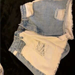 American Bazi Blue and White Denim Shorts